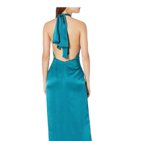 slim fit dress slacks Stolen Stores Halter Bias Maxi Slip Dress in Cobalt main image 0